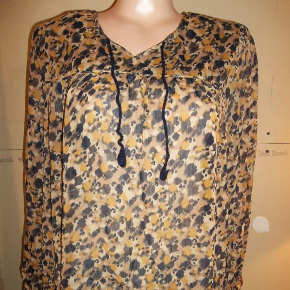 CJ Banks Animal Print Top in Blue and Tan